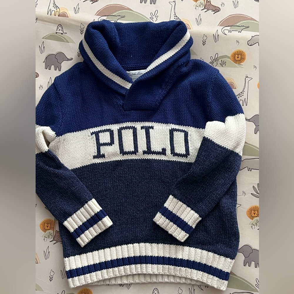 Polo by Ralph Lauren Navy and White Knit Sweater